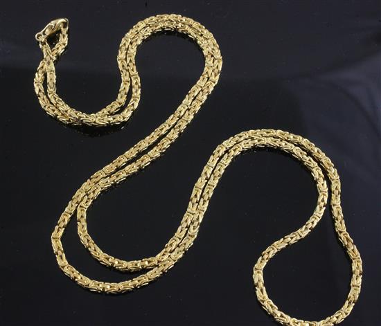 An 18ct gold fancy link necklace, 80cm,
